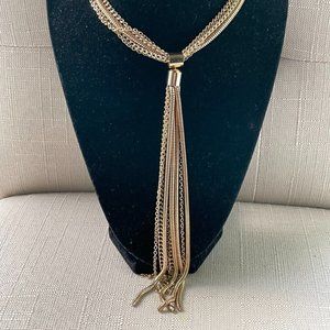 INC International Concept Women Necklace SNK Chain Long Tassel Gold Tone Yneck
